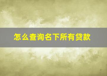 怎么查询名下所有贷款