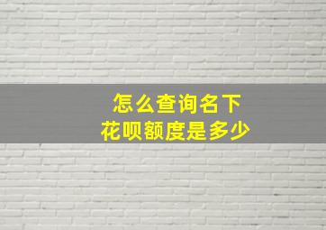 怎么查询名下花呗额度是多少