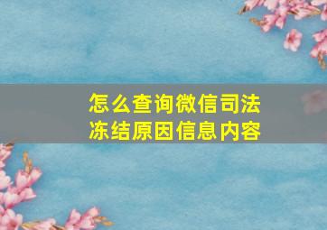 怎么查询微信司法冻结原因信息内容