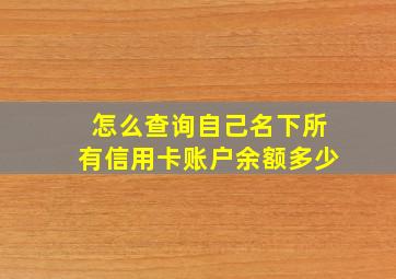 怎么查询自己名下所有信用卡账户余额多少