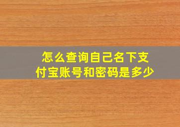 怎么查询自己名下支付宝账号和密码是多少