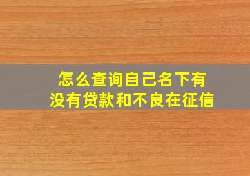 怎么查询自己名下有没有贷款和不良在征信