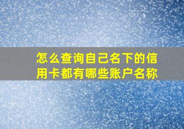 怎么查询自己名下的信用卡都有哪些账户名称