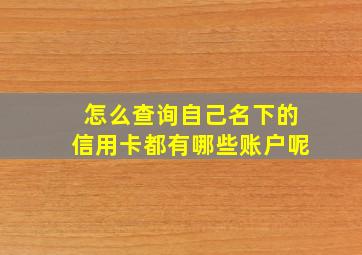 怎么查询自己名下的信用卡都有哪些账户呢