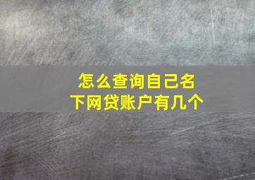 怎么查询自己名下网贷账户有几个