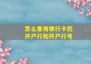 怎么查询银行卡的开户行和开户行号