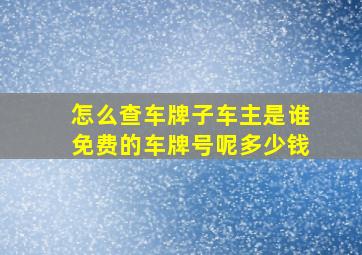 怎么查车牌子车主是谁免费的车牌号呢多少钱