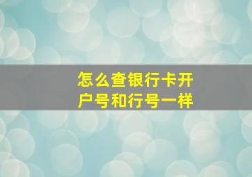 怎么查银行卡开户号和行号一样