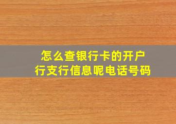 怎么查银行卡的开户行支行信息呢电话号码