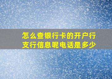 怎么查银行卡的开户行支行信息呢电话是多少