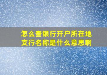 怎么查银行开户所在地支行名称是什么意思啊