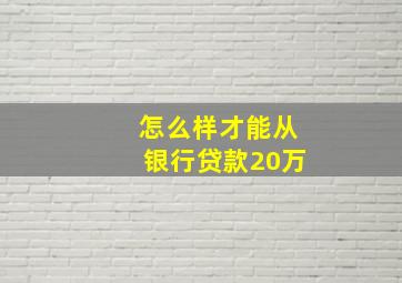 怎么样才能从银行贷款20万