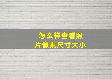 怎么样查看照片像素尺寸大小