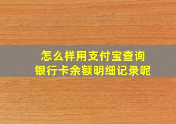 怎么样用支付宝查询银行卡余额明细记录呢