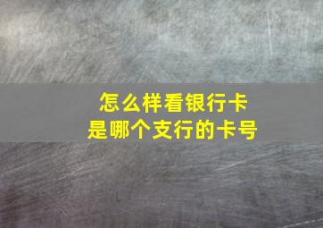 怎么样看银行卡是哪个支行的卡号