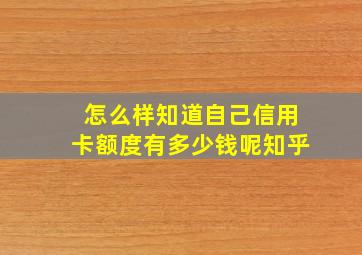 怎么样知道自己信用卡额度有多少钱呢知乎