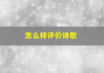 怎么样评价诗歌