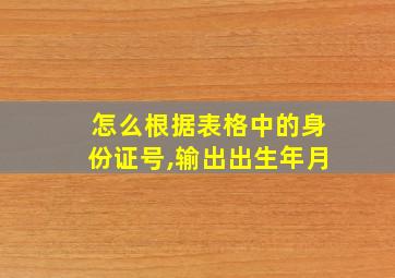 怎么根据表格中的身份证号,输出出生年月