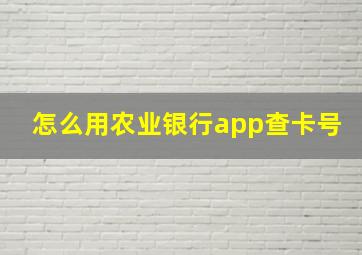 怎么用农业银行app查卡号