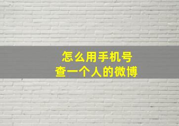 怎么用手机号查一个人的微博