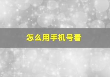 怎么用手机号看