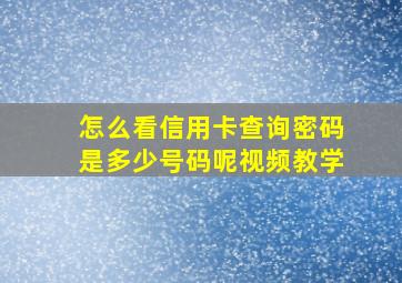 怎么看信用卡查询密码是多少号码呢视频教学