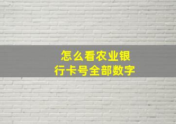 怎么看农业银行卡号全部数字