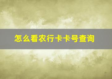 怎么看农行卡卡号查询