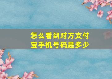 怎么看到对方支付宝手机号码是多少