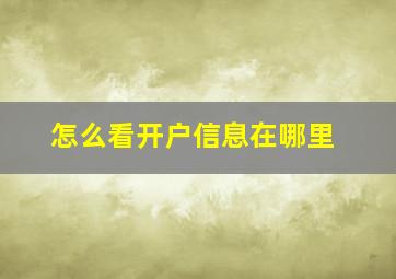 怎么看开户信息在哪里