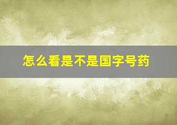 怎么看是不是国字号药