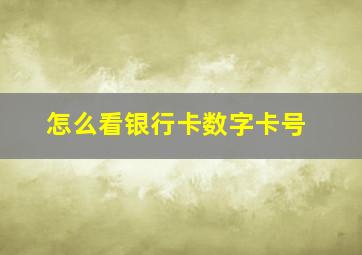 怎么看银行卡数字卡号