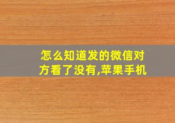 怎么知道发的微信对方看了没有,苹果手机