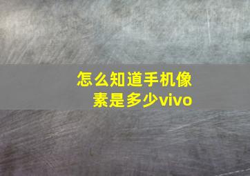 怎么知道手机像素是多少vivo