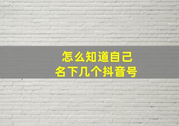 怎么知道自己名下几个抖音号