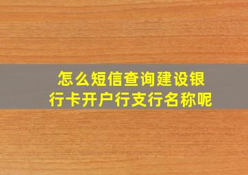 怎么短信查询建设银行卡开户行支行名称呢