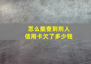 怎么能查到别人信用卡欠了多少钱