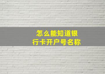 怎么能知道银行卡开户号名称