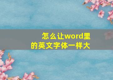 怎么让word里的英文字体一样大