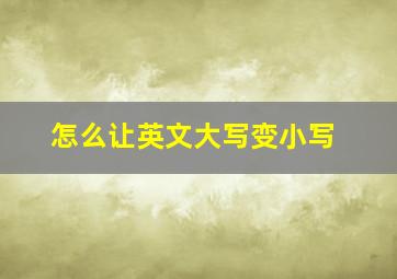 怎么让英文大写变小写