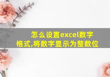 怎么设置excel数字格式,将数字显示为整数位