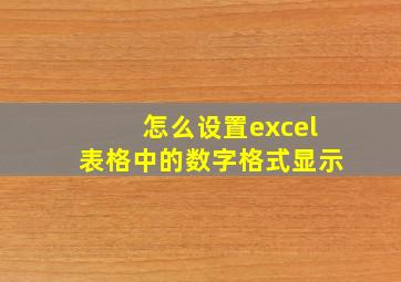 怎么设置excel表格中的数字格式显示