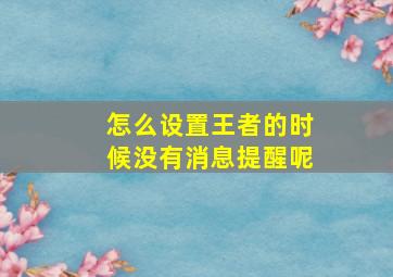 怎么设置王者的时候没有消息提醒呢