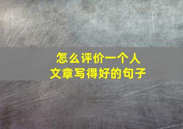 怎么评价一个人文章写得好的句子