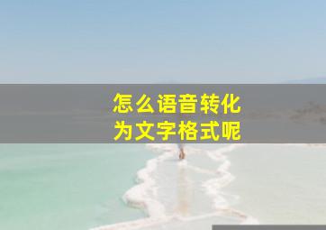 怎么语音转化为文字格式呢