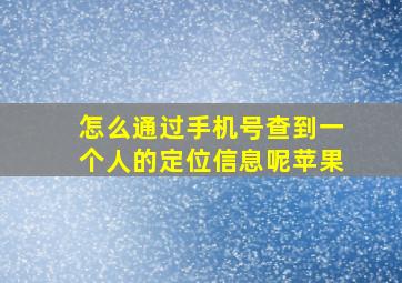 怎么通过手机号查到一个人的定位信息呢苹果