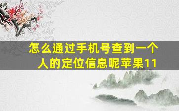 怎么通过手机号查到一个人的定位信息呢苹果11