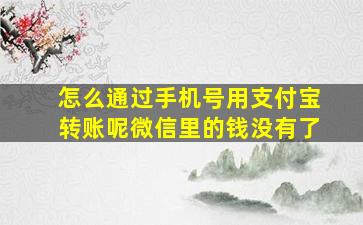 怎么通过手机号用支付宝转账呢微信里的钱没有了