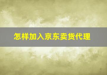 怎样加入京东卖货代理