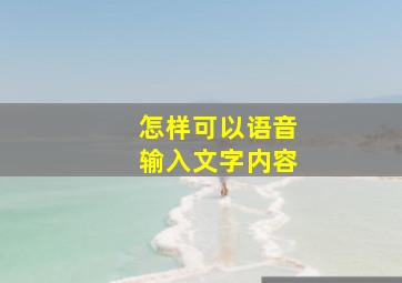 怎样可以语音输入文字内容